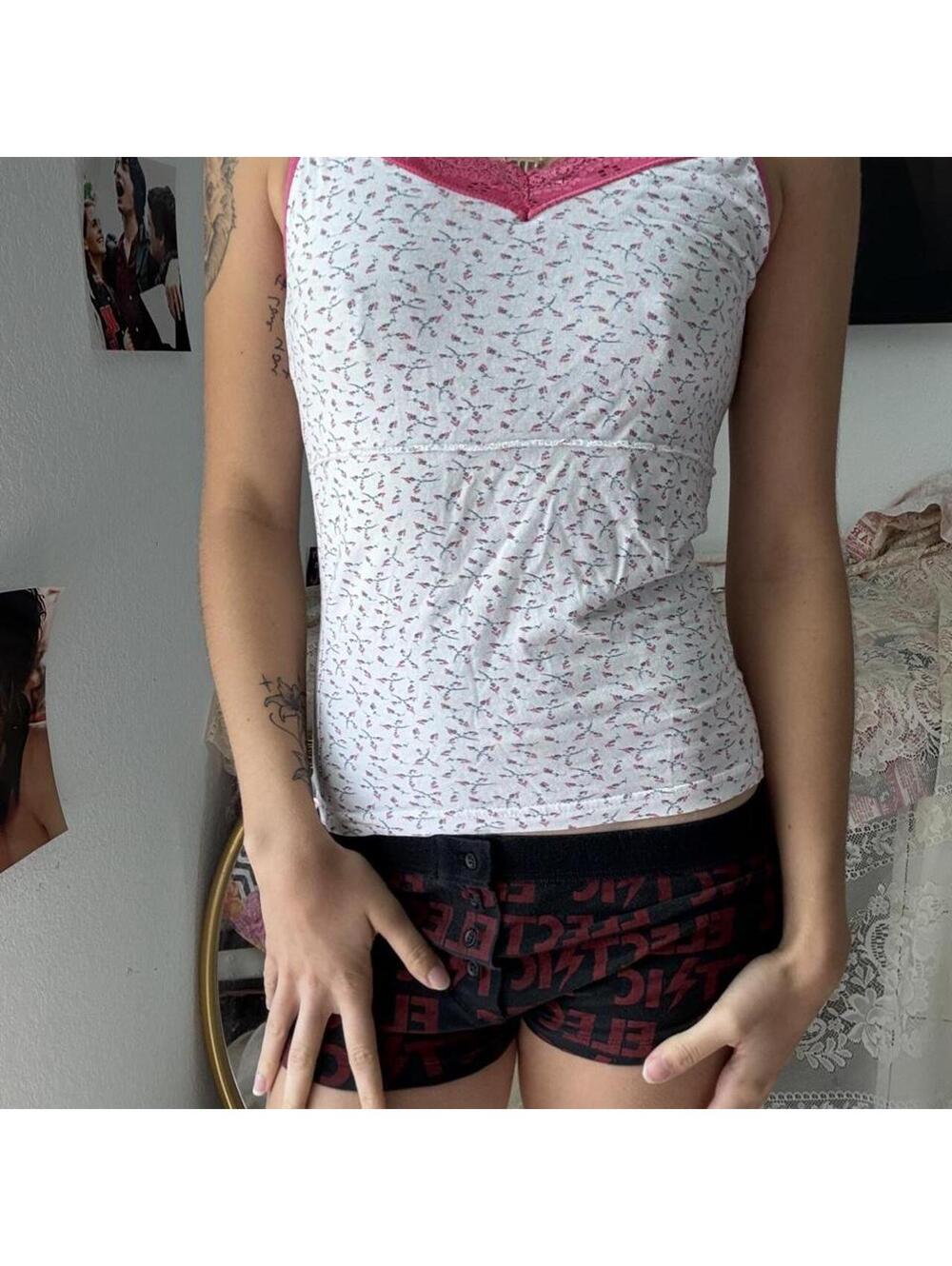 Victoria S Secret Women's White and Multi Vests-tanks-cami